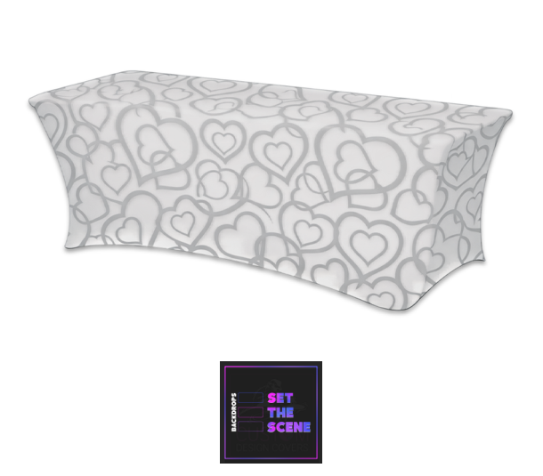 Wedding Hearts Lycra Table Cover